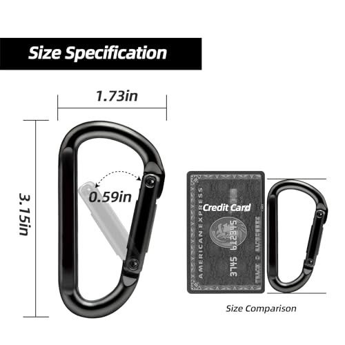 Heavy Duty Carabiner Clips - 3" Iron Hooks, 2pcs for Camping & Hiking