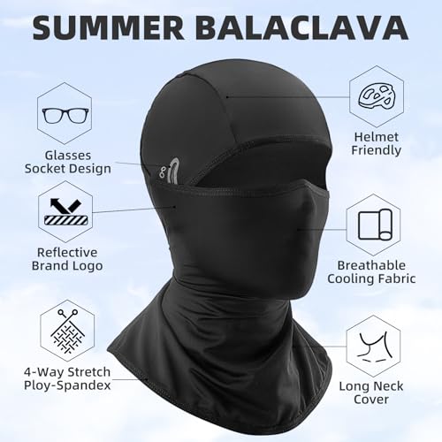 Cooling Balaclava Face Mask with Glasses Holes - Black