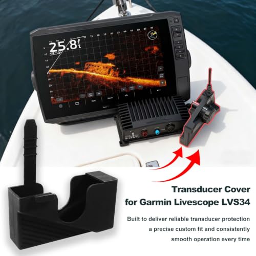 Black Garmin Livescope Plus LVS34 Transducer Cover - Custom Fit & Impact Resistant