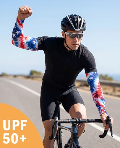 Cooling Arm Sleeves with Thumb Holes - Tie Dye Flag