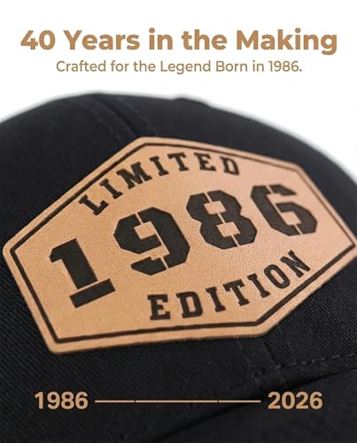 Lichfamy 1986 Trucker Hat with Patch - 40th Birthday Men’s Gift, Variation: Black