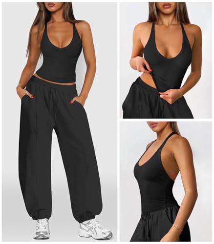 Women's Black Small Racerback Split-Back V-Neck Workout Tank Top