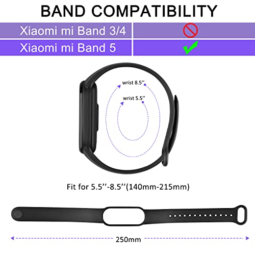 Replacement Silicone Sport Strap for Amazfit Band 5 - 2 Pack Black