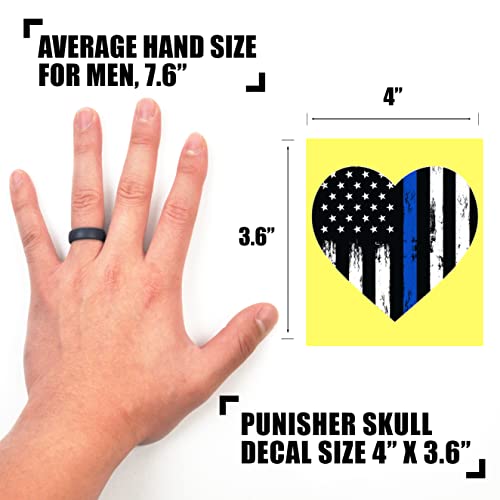 Thin Blue Line Heart Decal Sticker - 4" x 3.6" Vinyl for Cars