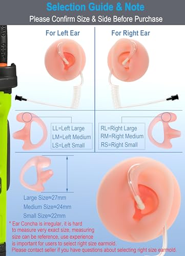 Soft Earmold for Acoustic Tube Earpiece - Pale Pink, Left Ear, Medium