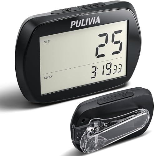 3D Step Counter Pedometer with Clock - Black Portable Tracker