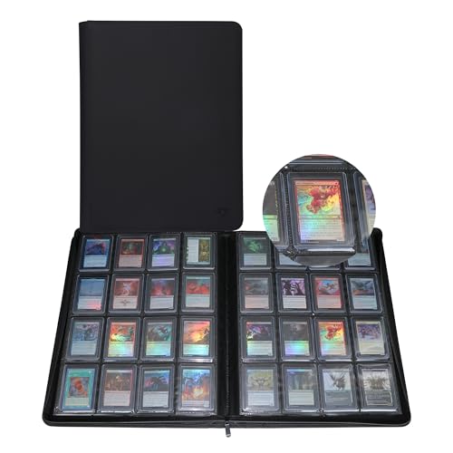 GrinOwl Black 16-Pocket Top Loader Binder for Cards, Holds 640 3x4 Sleeves