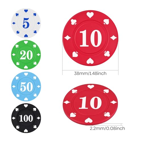 100 PCS Plastic Poker Chips Set with Storage Box for Poker Games
