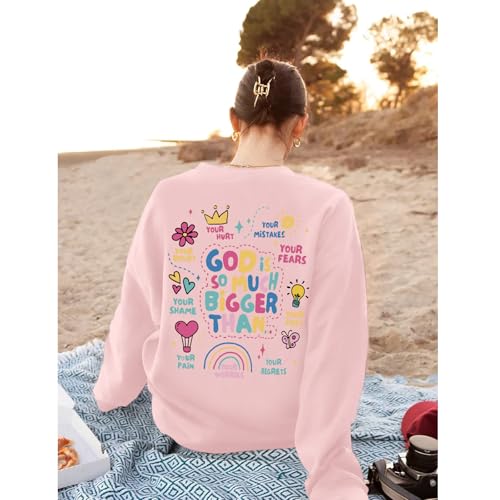 Christian Inspirational Hoodie for Women - Jesus Faith Pullover - Pink / Small