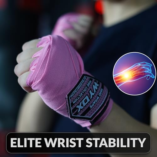 WYOX Pink 4.5m Boxing Hand Wraps for Men & Women - Muay Thai, MMA, Kickboxing