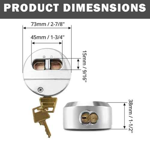 RESET-903 Heavy Duty Hidden Shackle Padlock, Keyed Different, Chain, Trailer, Van, Truck Door Lock, Hockey Puck, Solid Steel, Sliver
