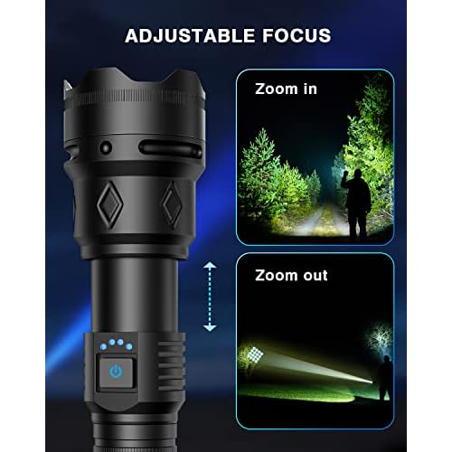 Super Bright Rechargeable Flashlights 2500000 High Lumens,Waterproof Tactical Powerful Led Flashlight Battery Powered with 5 Modes Zoomable Fast Charge,Handheld Flashlight for Camping