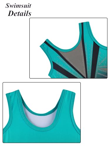 Sleeveless Sparkly Leotard for Girls 4-5T - Jewels Black Green