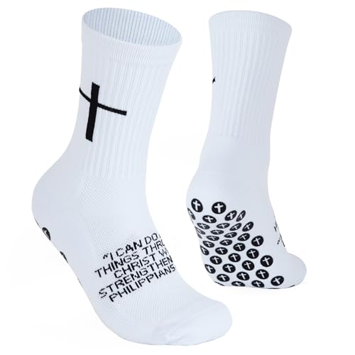 Anti-Slip Soccer Grip Socks - Athletic Performance Crew Sock - Philippians 4:13