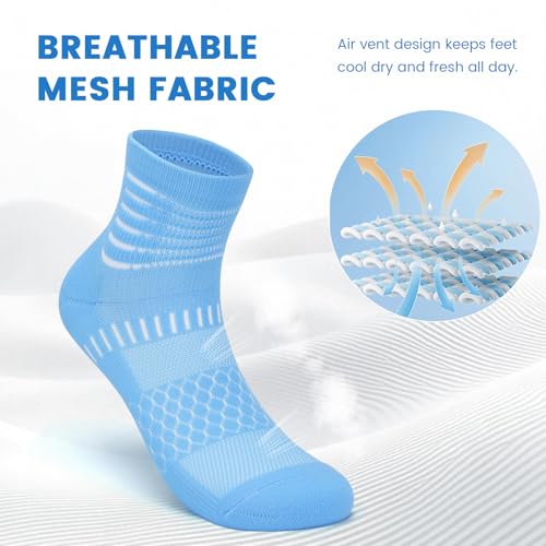 Compression Ankle Socks for Plantar Fasciitis Relief - Medium Pink+Purple+Blue (3 Packs)