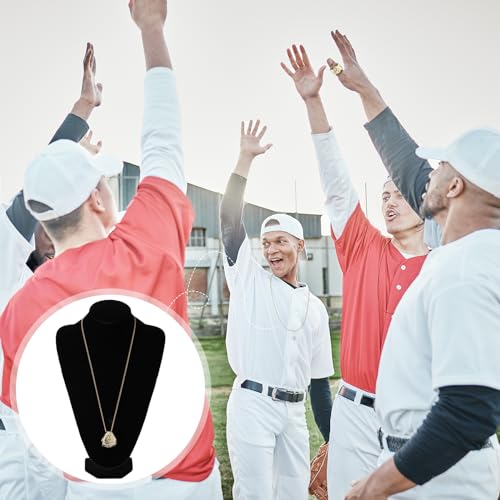 Baseball Championship Rings Set - 12 Pcs Gold with Display Stands