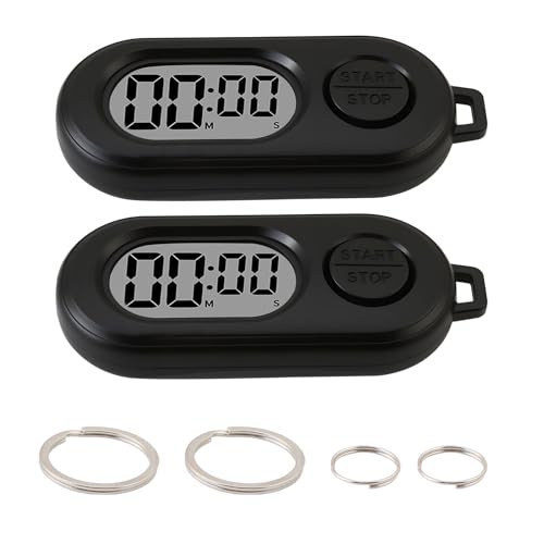 Mini Digital Timer Keychain - Portable Countdown & Stopwatch - 2 Pack