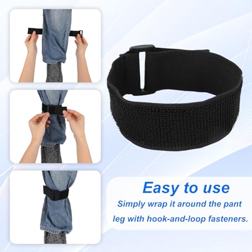 Adjustable Elastic Pant Leg Straps - 2 Pack Black Nylon Ankle Clips