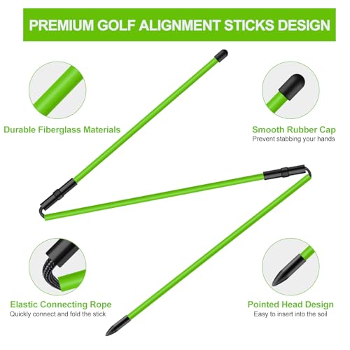 Golf Alignment Sticks 2 Pack - 48" Collapsible Training Aids - Green