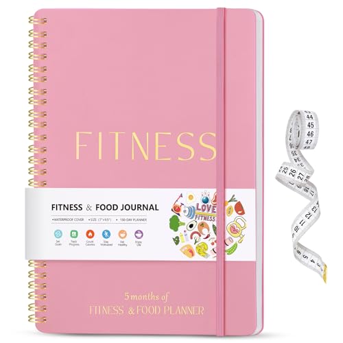 150-Day Fitness & Food Journal for Women - Pink Planner with Measuring Tape