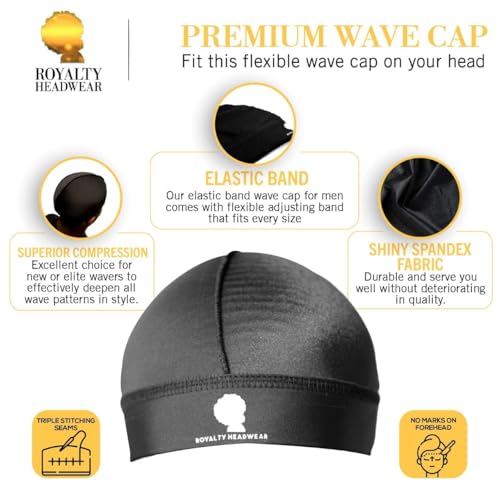 Royalty Headwear Silky Wave Cap for 360, 540 & 720 Waves - One Size Silver