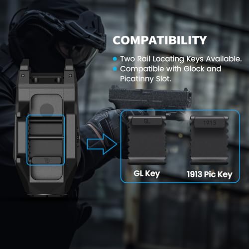 VOTATU G10 Pistol Light High 1000 Lumens/Low 400 Lumens and Strobe Function, Rechargeable Flashlight, Ultra Compact Weapon Light with Adjustable Rail Keys