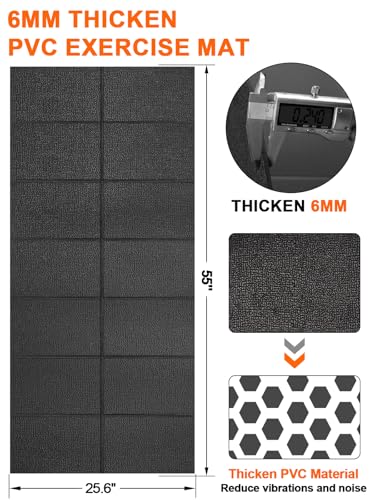 Treadmill Mat 55" x 25" x 0.2" - Heavy-Duty Exercise Equipment Mat
