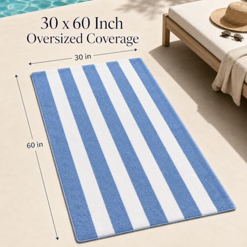 Oversized Cotton Turkish Beach Towel - Cabana Fountain Blue, 4 Pack