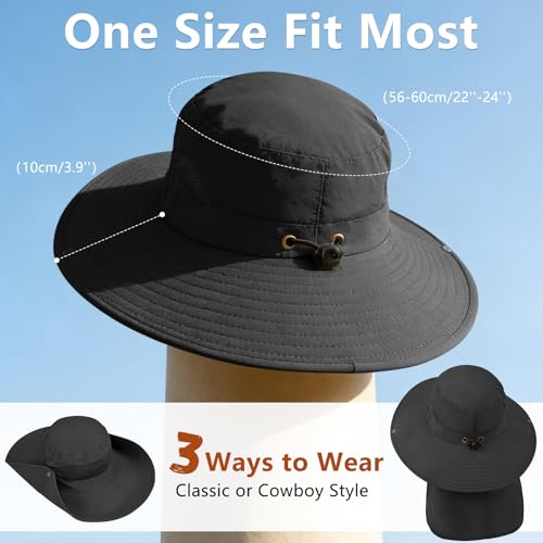 ZOORON Sun Hats for Men Women Fishing Hat with Neck Flap UPF 50+ Wide