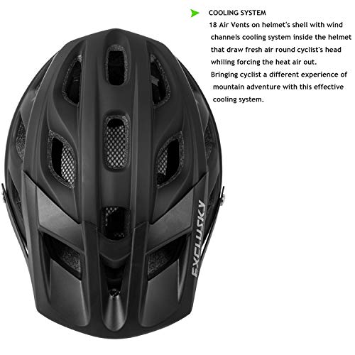 Lightweight Mountain Bike Helmet for Adults with Visor - A-Black