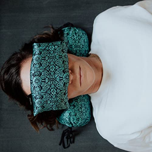 Silk Eye Pillow with Organic Flaxseed Filling - Boho Teal