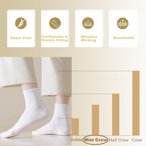 RICOTNSOCS Women's Cotton Quarter Crew Socks 6-10 / 01 White - 5 Pairs