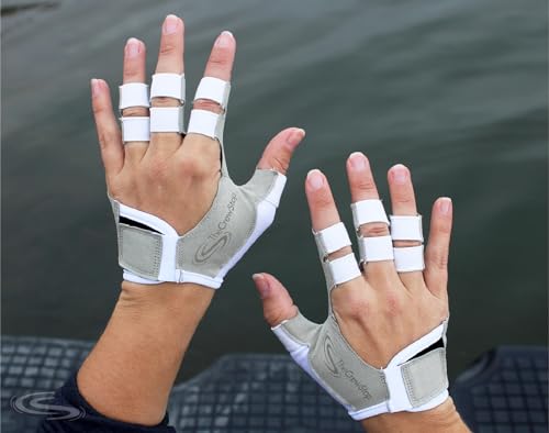 Lightweight Quick-Dry Rowing Gloves with Nonslip Grip - Grey, Medium