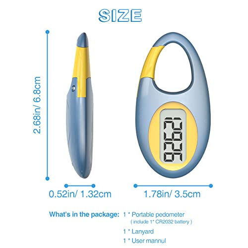 3D Step Counter Pedometer with Lanyard - Blue