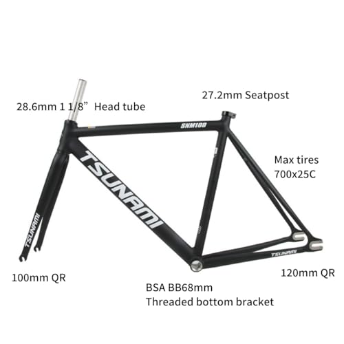 700C Aluminum Alloy Fixed Gear Bike Frameset - Red, 52cm