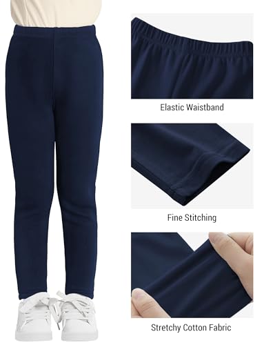 VOGRYE Girls 5T Leggings 4-Pack Cotton Blend Full Length Pants Black Grey Navy Pink