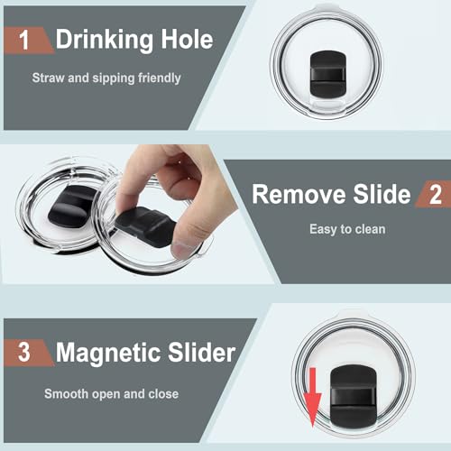 Magnetic Slider Replacement for Drink Tumbler Lids - 2 Pcs, Black