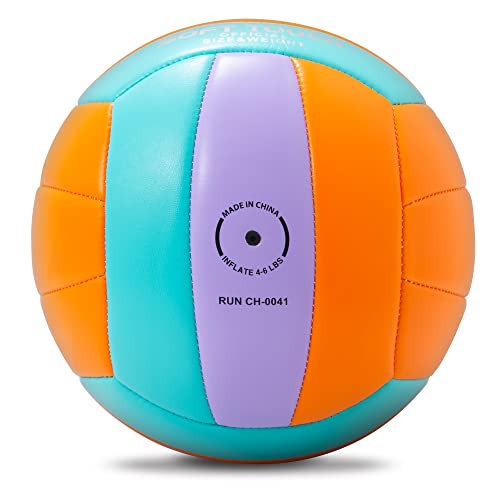 Beach Volleyball Official Size 5 PU Ball - Waterproof Indoor/Outdoor (Blue Orange) Runleaps