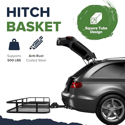 Folding Hitch Cargo Carrier 60" x 23" - 500 Lbs Heavy Duty, Black