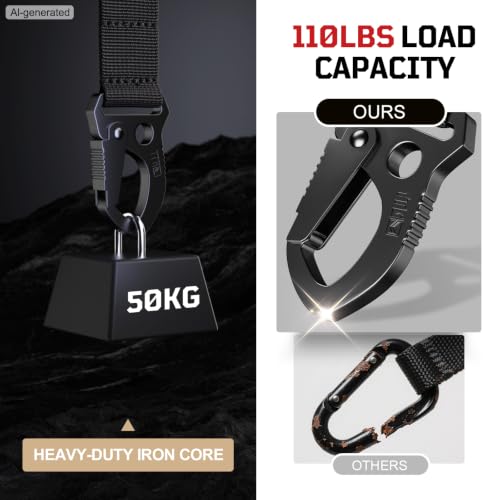 Heavy-Duty Tactical MOLLE Clip with Metal Hook & Webbing