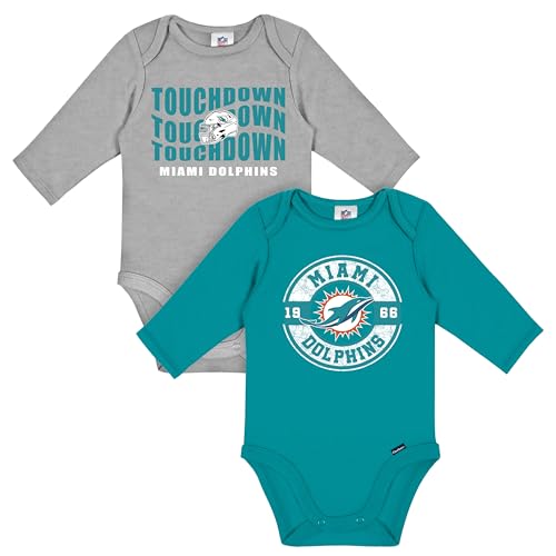 NFL Baby Long Sleeve Bodysuits 2-Pack - Miami Dolphins, 0-3 Months
