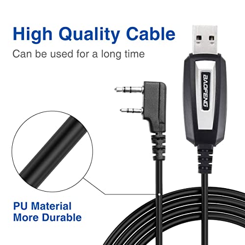 USB Programming Cable with CH340 Chip for Baofeng Radios - Black