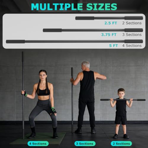 5ft Adjustable Yoga Stick - Non-Slip Mobility Fitness Tool for Stretching & Muscle Recovery