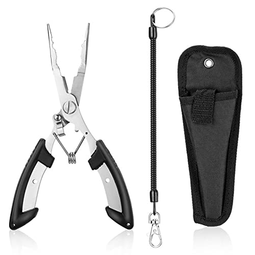 Aluminum Fishing Pliers with Fish Lip Gripper & Lanyard