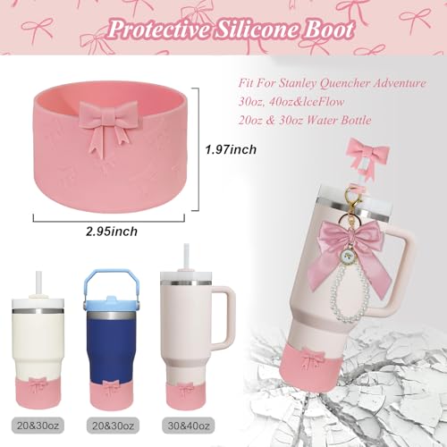 Stanley Cup Accessories Set - Pink Pearl: Straw Cover, Boot, Handle Strap & Charms