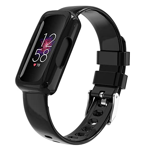 Clear Wristband with Protective Case for Fitbit Inspire 2 - Full Black
