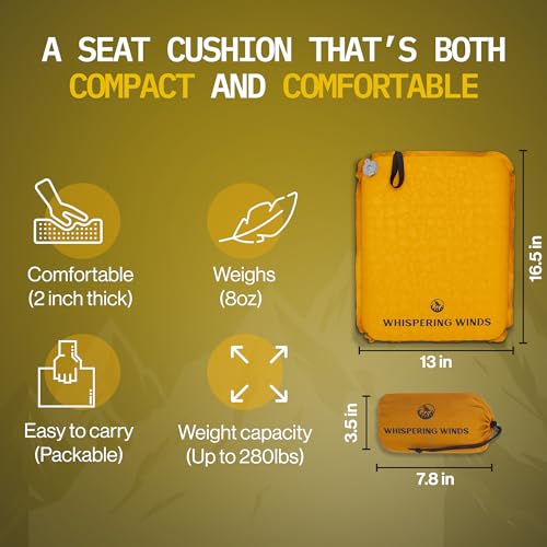 Inflatable Seat Cushion - Comfortable Dark Gold Foam Pad - 1 Pack, Large