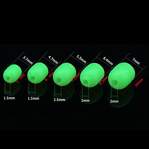 100pcs Luminous Soft Plastic Fishing Beads - Green Glow