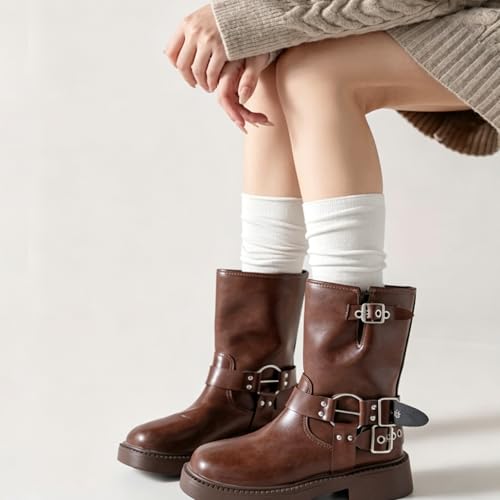 Thigh High Socks for Women - Scrunch Stockings Over Knee - White Short