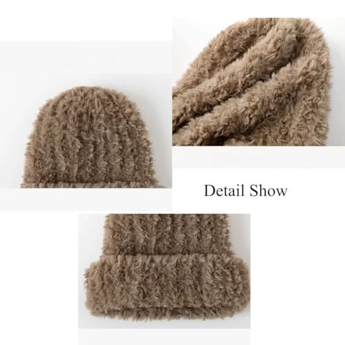 Warm Faux Fur Winter Beanie Hat - Small-Medium Brown